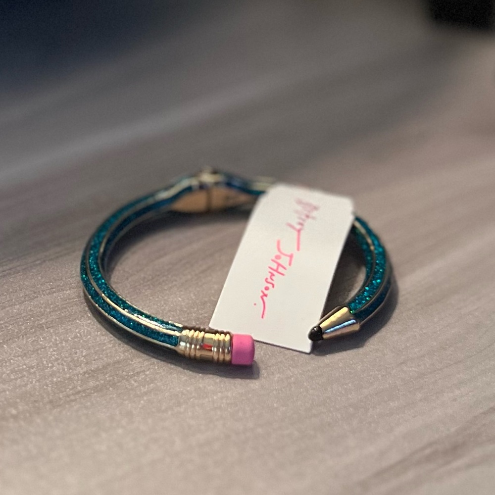 Betsey Johnson Blue/Green Glitter Hinge Pencil Bracelet